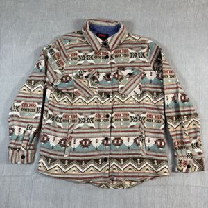 Rock & Roll Denim Shirt Jacket Southwest Aztec Geometric Button Top Womens XL